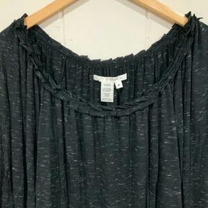 Ladies Black White Sec Top By Max Studio - Size Medium, 3/4 Sleeve Shoulder Cut